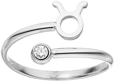 Purelei® Sternzeichen Ring Stier (Silber) – Wasserfester Damenring aus langlebigem Edelstahl – Verstellbare Ringe von Größe 60 bis 66 – Modeschmuck für deinen individuellen Look