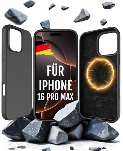 Roxx Silikon Hülle | Wie das Original | Passend für iPhone 16 Pro Max | Für MagSafe | Testsieger | Hardcase | Innenschutz | Displayschutz | Kameraschutz