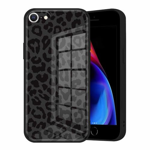 Yoedge Glitzer Hülle für iPhone 7/8/SE 2020/SE 2022 4,7, Silikon TPU Schutzhülle mit Leopard Glänzendes Muster Bild, Aesthetic Mädchen Frauen Geschenk Design Case Cover für iPhone SE 3, Schwarz