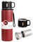 Bouteille d'eau isotherme en acier inoxydable de 800 ml avec tasse Bouteille isotherme de grande capacité pour boissons chaudes/froides, voyage (rouge, 765,4 g)