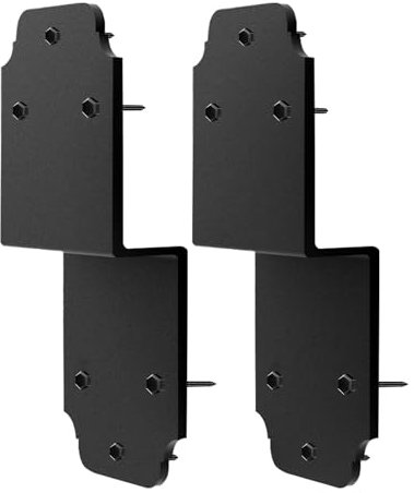 2packs Heavy Duty Black Z Angle Bracket, 6 Steel - Large Connector Brace, Post to Beam Connectors Repair, Joining Brackets
