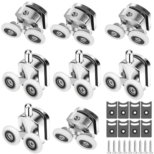 EEEKit 8PCS Curved Shower Door Roller, 23mm Sliding Shower Glass Door Wheel Runner Replacement with Anti-Collision Block Screw