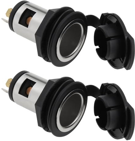 EMSea 2 Lot Prises Allume-Cigare 12-24 V 2 Broches Alimentation Maximale 20 A avec Filetage à Vis pour Voitures Camions Bateaux Caravanes