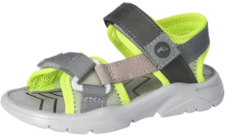 RICOSTA Jungen Sandalen Fernando, Kinder Sandalen, waschbar, Klettverschluss, Sommerschuhe, Freizeitschuhe, Salbei/eukalyptus/Neongelb (580), 33 EU