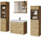MINIO go for it - Badezimmermöbel Set Marit 1, ohne LED-Belechtung, Spiegel mit Regal, Schrank mit Waschbecken, Laminierte Spannplatte, Farbe: Artisan Eiche