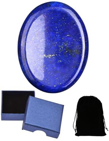 UYRVAPE Lapislazuli Kristalle Handschmeichler SorgenSteine Daumen EdelSteine Oval Kristall HeilSteine Palm Steine Stress Relief Reiki Heilung Meditation, Geschenkbox-Verpackung