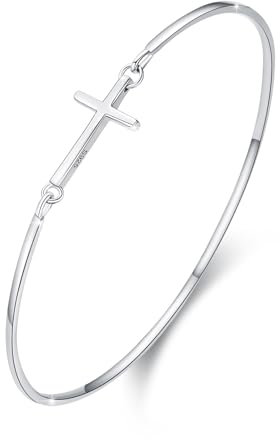 ZIPPICE Kreuz Armband Damen 925 Sterling Silber Kreuzarmband Christliches Armband Kreuz Armbänder Christlicher Schmuck Geschenke für Freundin Frauen Mädchen Mama