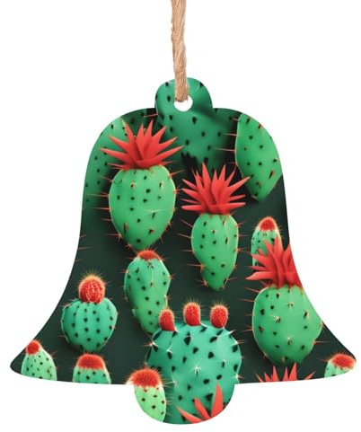 Muchos adornos de madera con diseño de cactus pequeños, adornos de madera para árbol de Navidad, regalo en casa