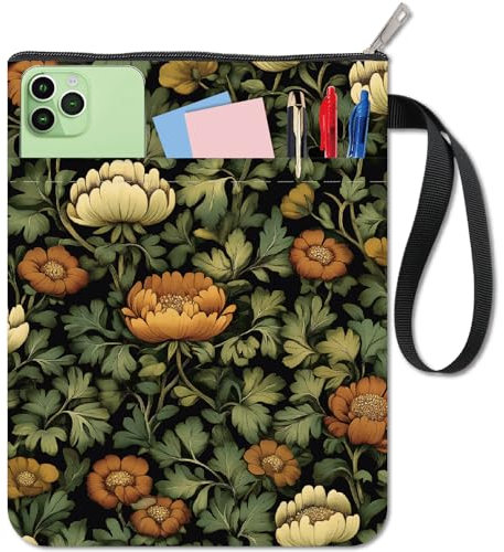 CRASPIRE Custodia per Libri con Fiori da Giardino Copertina Estetica per Libri con Tasca con Cerniera Tasca Lavabile e Riutilizzabile da 11 x 8.7 Pollice Regali per Lettori Protezione per Libri Donne