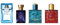 Vrsace Man 4 x 5 ml Mini Travel Eau Parfum Geschenkset Fraiche, Dylan Blue, Eros Eau de Toilette, Flame Eu de Parfum