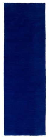 carpetfine handgefertigter Wollteppich Gabbeh Lola Läufer Blau 75x240 cm Weich, Hochwertig, Zeitlos | Teppichläufer für Gemütlichkeit & Eleganz im Wohnzimmer, Schlafzimmer und Flur