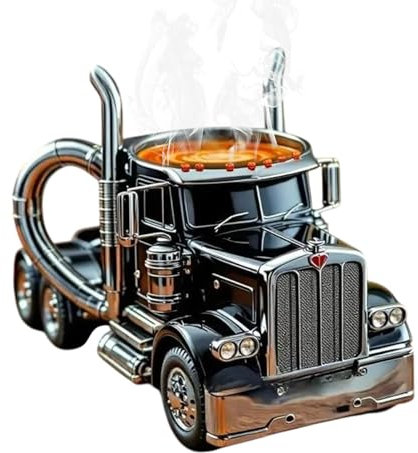 Tasse à café en forme de camion fabriquée à la main | Tasse à café semi-camion | Tasse à thé amusante en forme de camion | Tasses en forme de voiture pour café, amateurs de camions, boissons chaudes