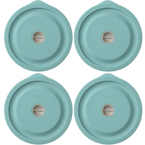 Replacement Lids for Pyrex 7201-PC 4 Cup, Silicone Round Storage Cover Lid for Anchor Hocking Glass Bowl 4 Pack with Date Mark
