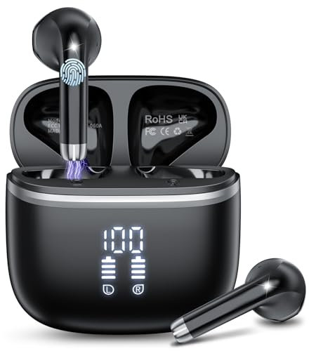 Cuffie Bluetooth, Auricolari Bluetooth 5.4 Cuffie Wireless In Ear con microfono stereo ENC HD, cuffie wireless bluetooth 50H, Cuffiette Wireless IP7 Impermeabile con Display LED, per Androide/iOS