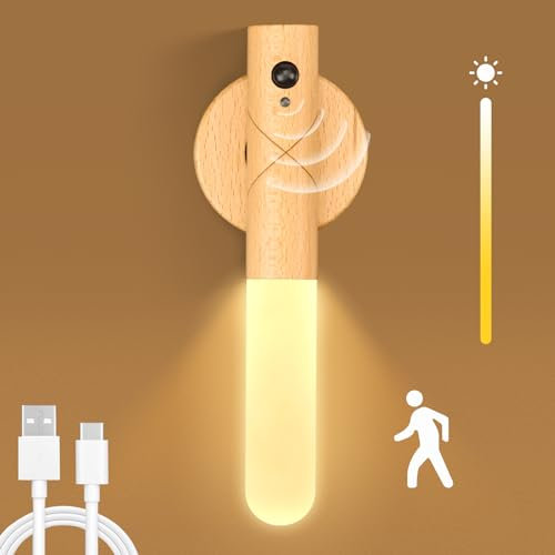 Onftrym Applique Murale Interieur,Lampe Murale Sans Fil Piles avec Détecteur De Mouvement,3 Modes De Couleur et Dimmable,Magnétique Veilleuse pour Chambre,Salon,Escalier,Couloir