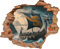 DesFoli Wandtattoo Wikinger Schiff - verschiedene Rahmentypen DW000207 Farbe Roter Stein Quadratisch, Größe 85 cm x 70 cm
