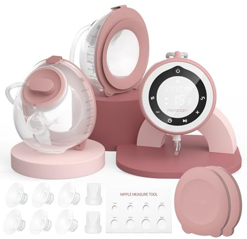 Momcozy Breast Pump V1 Pro Hospital-Grade, Hands-Free & Portable Wearable Pump, Upgraded Electric Pump with 3 Fine-Tuned Rhythms|15 Levels, Come with Leak-Proof DoubleFit Flange, Cozy Red