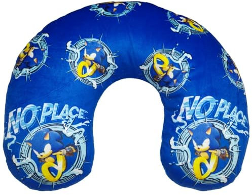 Sonic The Hedgehog Nackenkissen Kinder – U-förmiges Reisekissen 37×30 cm – Weiches Sonic Reise-Nackenhörnchen für Auto, Flugzeug & Zug – Gaming Travel Pillow für Jungen & Mädchen