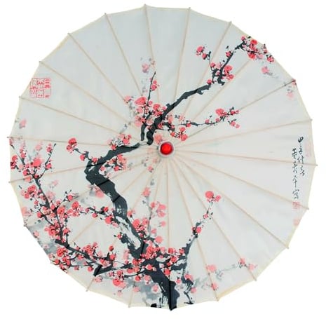 XuQiZZpp Paraguas de seda de bambú chino, sombrilla de danza clásica, paraguas de seda de bambú para disfraces y fiestas, decoración maravillosa, 04., 53*5*5CM