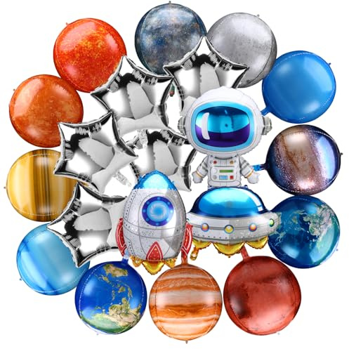 20 palloncini spaziali, decorazione per feste di compleanno per bambini, astronauti, oggetti, astronauti, astronavi, stelle