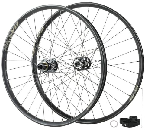 QHYRZE 29/27,5/26 Mountainbike Laufradsatz Vorne Hinten MTB Laufrad Boost Fahrradrad Steckachse 110/148mm DH/XC/AM Felge 32H Scheibenbremse 360 Klicks， Für 7-12s Kassette(Black,26'')