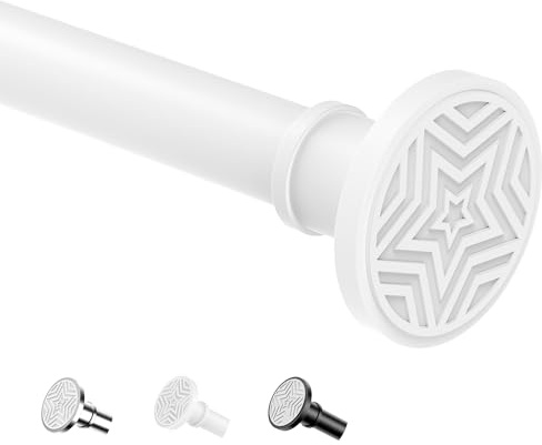 Teleskopstange zum Klemmen, Edelstahl mit rutschfesten Enden, verstellbar 76-278cm. Auch als Gardinenstange zum Klemmen & Duschvorhang Stange für Küche, Schlafzimmer, Wohnzimmer (Weiß)