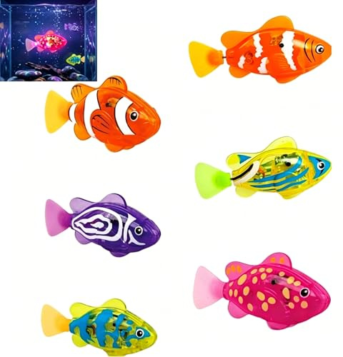 Swimming Robot Fish Toy, Sensors Activated Swimming Light Up Fish Bath Fountain Toys, Waterproof Robot Fish for Bath Pool Aquarium Play (8 Pcs)