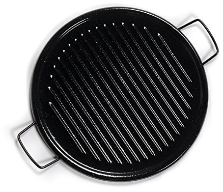 La Valenciana 46 cm de acero esmaltado plancha Pan con 2 manijas, Negro