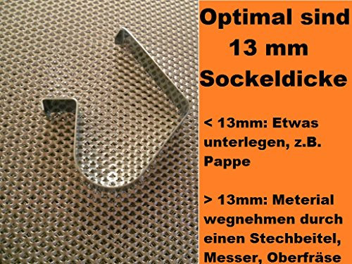 Ironico Sockelfeder für Küchensockel, 8 Stück, Qualität, Federstahl, Silber, Industriell, Befestigungsklammer, Küchensockel-Klammer