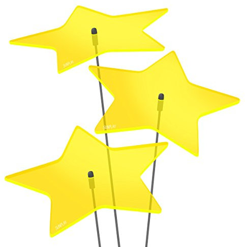 SUNPLAY Sonnenfänger Sterne Stella in GELB, 3 Stück je 20 cm Durchmesser im Set + 70 cm Schwingstäbe