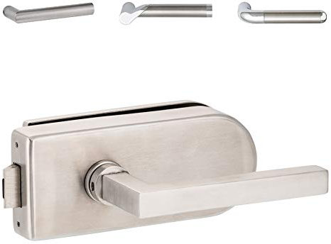 ck-türbeschläge Glastürschloss 'D' UV (unverschließbar) Matt, Edelstahl, Schlüsselloses Schloss, Quadratisch, Silber, für Innenbereich