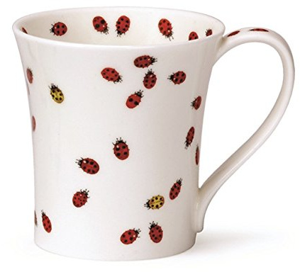 DUNOON Flitterbugs – Marienkäfer – Jura Form Tasse (210 ml, Knochenporzellan, Zylindrisch, Modern, Becher)
