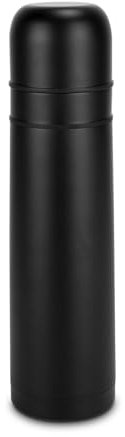 ROMINOX Geschenkartikel Isolierkanne // Cup in Cup mit 2 Deckeln – Schwarz – Isolierkanne in Schwarz, Drehverschluss mit Drucköffnung, integrierter Zweitbecher, 750 ml; Maße: ca. 8 x 8 x 31 cm