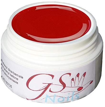 GS-Nails UV Farb-Gel für Nail-Art & Nagel-Design - 5 ml UV-härtendes Cover-Gel - Nail-Gel - selbstglättendes Nagel-Gel - Rot - A0