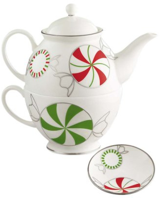 Lenox Merry & Bright Peppermint Stackable Tea Set