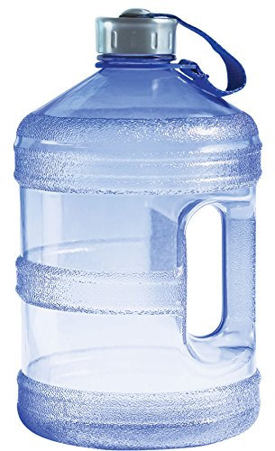 New Wave Enviro Iconic 1 Gallon Round BPA Free Water Bottle with Stainless Steel Cap and Integrated Handle, Ideal for Gym and Outdoor Life, Blue
