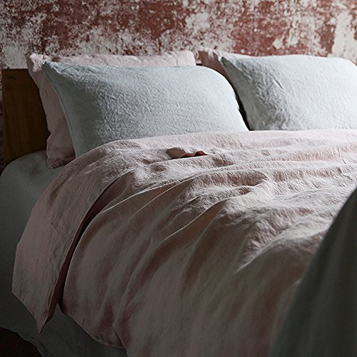 Housse de Couette en Lin lavé Couleur Rose Clair