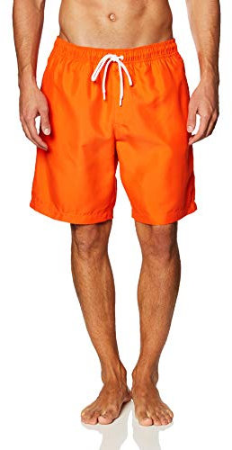 Amazon Essentials Shorts da Bagno da 23cm con Fodera Interna in Rete, Tasche, Chiusura con Coulisse Uomo, Arancione, M