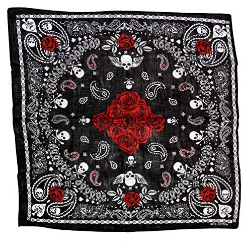 Zac's Alter Ego Alternative Skull, Roses & Paisley Print Bandana