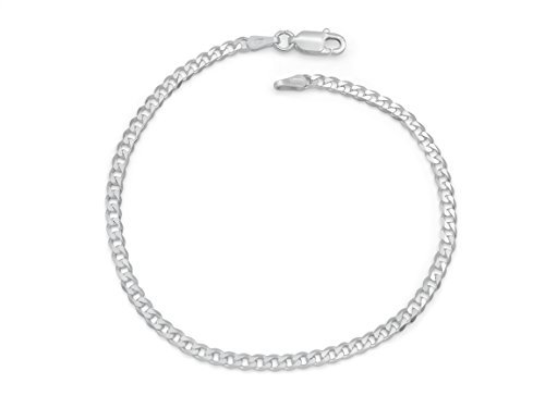 Damen-Armband Panzerarmband 925 Sterling Silber rhodiniert 3mm breit Länge wählbar 16,5 17 18 18,5 19 19,5 20 21 22cm Panzerkette anlaufgeschützt Armkette (19)