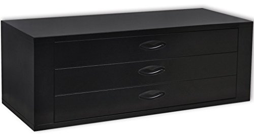 Festnight Dresser Door Metal Tools with 3 Drawers Black Cassettiera Porta Attrezzi di Metallo con 3 cassetti Nera