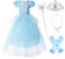 JerrisApparel Aschenputtel Kleid Tüll Prinzessin Kostüm Verkleidung Mädchen (6 Jahre, Etikette Gr:130, Blau mit Zubehör)