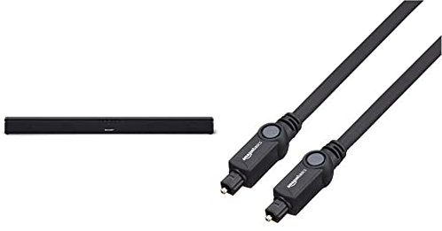 Sharp HT-SB110 Barre de Son 2.0 Slim avec HDMI Arc/CEC et Puissance de Sortie Totale Maximale 90 W, Bluetooth, 80 cm, Noir & Amazon Basics Câble Optique Audio numérique TOSLINK 1 m