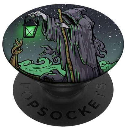The Hermit Tarot Card Grim Reaper Gothic Halloween Horror PopSockets Swappable PopGrip