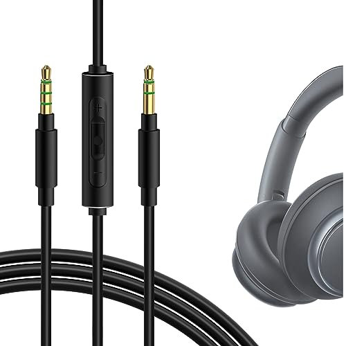 GEEKRIA Audio Cable with Mic and Mute Control Compatible with Anker Soundcore Space One Pro, Q45, Q35, Q30, Q20, Q11i, Life 2 Neo, COWIN E7 Headphones, Replacement Stereo Cord (4 ft / 1.2 m)
