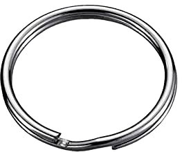 Anneaux porte-clés diamètre 22 mm. en acier nickelé 10 pièces.