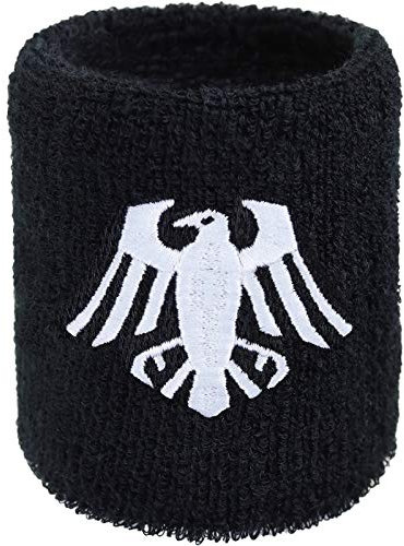 VIKINGS CROW Schweissband Wikinger Adler Stickerei Schweißband Bestickt & Absorbierendes Frottee Nordisch Hard Rock Merch Black Heavy Metal Wristband Festival Geschenk Schweiß-Armband