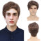 REEWES Männer Hellbraune Perücke Kurze Männer Perücke Lockige Männer Perücke Layered Wave Perücken Natürliche Synthetik Volle Perücke für Männer Tägliche Party Kosten Cosplay Wear
