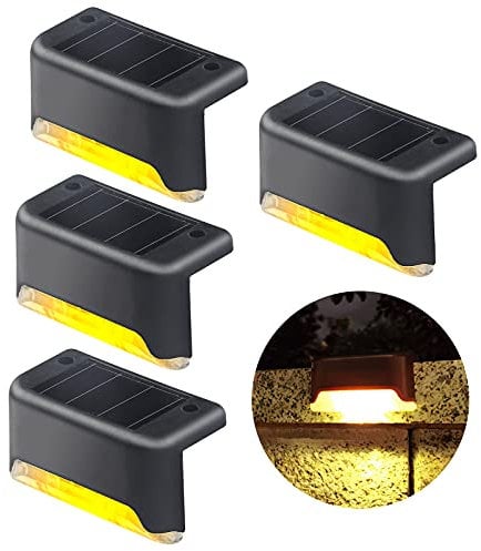 Luci solari per recinzione per esterni impermeabili, 4 pezzi luci solari bianche fredde per la terrazza, decorazioni per la piscina, scale esterne, gradini, recinzioni, ringhiere, cortili e terrazze
