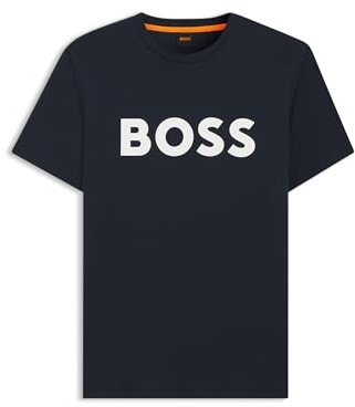 BOSS Mens Thinking 1 Cotton-Jersey T-Shirt with Rubber-Print Logo